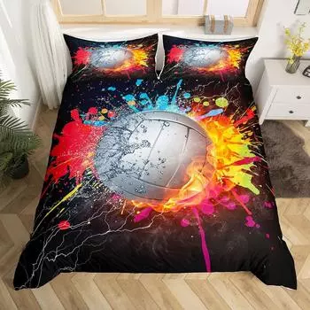 Детский волейбольный пододеяльник King Queen для подростков, спортивный комплект постельного белья в стиле гранж, хиппи, тай-дай, покрывало из полиэстера 70x133cm 2pcs