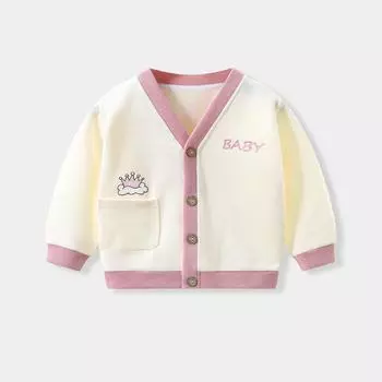 Детский вязаный кардиган осень детское пальто корейская версия одежда для мальчиков одежда для девочек оптовый агент бесплатная доставка 73cm белый