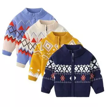 Детский вязаный кардиган, свитер с длинными рукавами, повседневная верхняя одежда 100