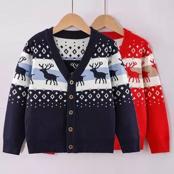 Детский вязаный кардиган, весенне-осенний вязаный свитер для мальчиков, куртка, тонкий свитер 100cm тёмно-синий