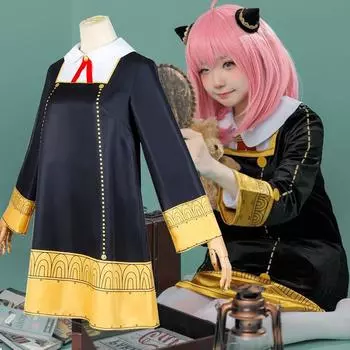 Детский/взрослый аниме SPY FAMILY Anya Forger, карнавальный костюм для взрослых, платье с длинными рукавами для девочек, униформа, костюм, студенческая одежда для колледжа, черные платья XXL