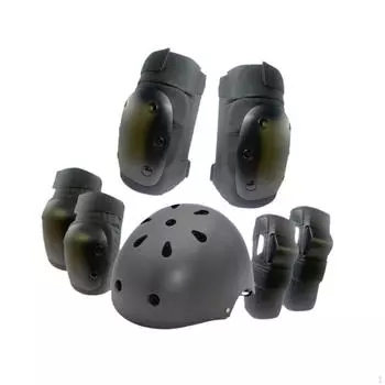 Детский защитный комплект, регулируемый шлем, удобные ударопрочные наколенники, защита ладоней для XS чёрный