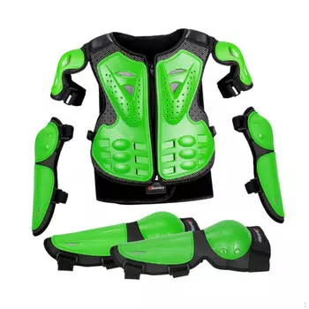Детский защитный костюм для мотоцикла, защита груди, позвоночника, спины, снаряжение для езды на мотоцикле на открытом воздухе зелёный