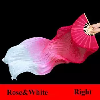 Детский Женский Веер для Танца Живота Градиентного Цвета Длинный Имитация Веера Танцевальные Аксессуары Rose&White-Right