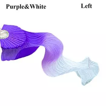 Детский Женский Веер для Танца Живота Разноцветный Веер для Площадных Танцев Длинный Имитация Веера Танцевальные Аксессуары Purple&White-Left