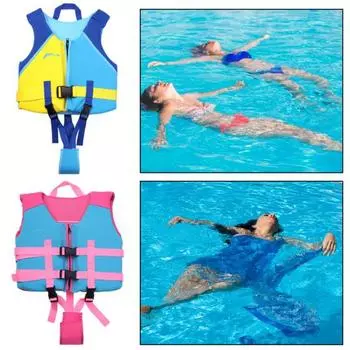 Детский жилет для плавания, регулируемый тканый ремешок в промежности, спасательный жилет для мальчиков и девочек, подводное плавание, каякинг, катание на лодках, плавучесть, спасательный жилет, вспомогательное оборудование S синий