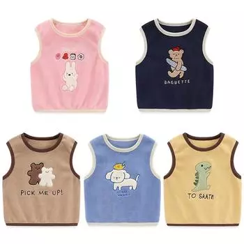 Детский жилет с мультяшным рисунком, мягкий и теплый жилет 90