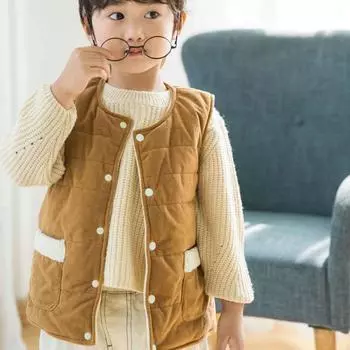 Детский жилет. Толстый и теплый плюшевый жилет для мальчиков и девочек. 90 зелёный