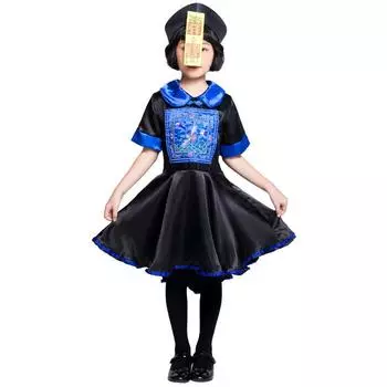 Детский жутко-забавный костюм ведьмы с элегантными историческими элементами для Хэллоуин-вечеринок S