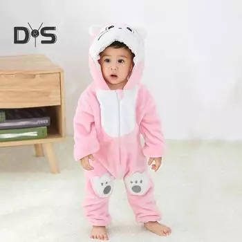 Детский зимний комбинезон из толстого плюша в форме мультяшного животного, сохраняющий тепло, пижама для косплея, фотореквизит, застежка-молния, рождественский новогодний костюм для вечеринки 3-6M Cow