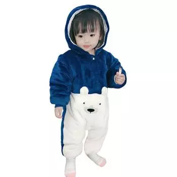 Детский зимний комбинезон с медведем, детская верхняя одежда, теплые комбинезоны с капюшоном L