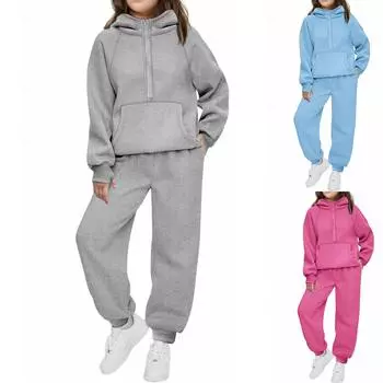 Детский зимний однотонный комплект с капюшоном L синий