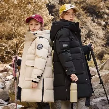 Детский зимний пуховик 2024 года: Новое теплое, толстое пальто для родителей и детей для мальчиков и девочек 120cm