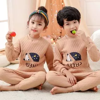 Детский зимний стеганый трехслойный теплый комплект нижнего белья с полуворотником 100cm