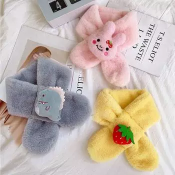 Детский зимний теплый шарф с рисунком, милый шарф для девочек, бархатная бандана 70*10cm