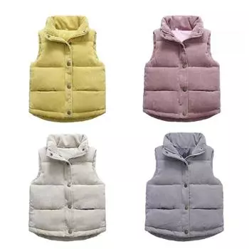 Детский зимний теплый жилет от 1 до 7 лет, однотонный жилет на молнии и пуговицах 130