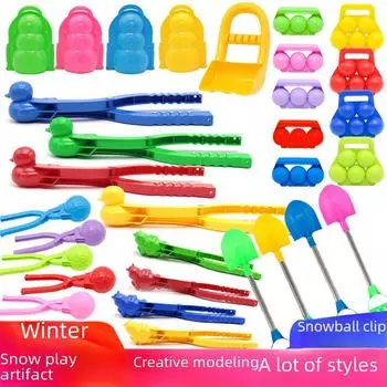 Детский зимний зажим для игры в снежки - игрушка для игры в снежки на открытом воздухе Large love snowball clip красный