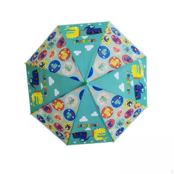 Детский зонт 8 спиц прочный водонепроницаемый ветрозащитный портативный с длинной ручкой синий