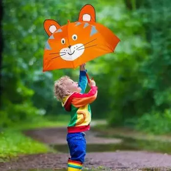 Детский зонтик с милым рисунком, анимация, креативный детский зонтик с 3D моделированием ушей с длинной ручкой для мальчиков и девочек