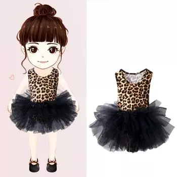 Детское балетное платье для девочек, мягкое дышащее танцевальное платье с леопардовым принтом, сценический костюм L