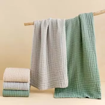 Детское банное полотенце, 6 слоев, марлевое одеяло для младенцев, 1 шт., детская пеленка, постельное белье 105*105 см, одеяло из чистого хлопка с пузырьками, муслиновое одеяло белый