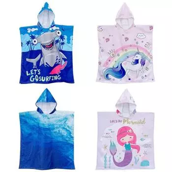 Детское банное полотенце с капюшоном, быстросохнущее впитывающее полотенце для плавания, дорожный пляжный халат