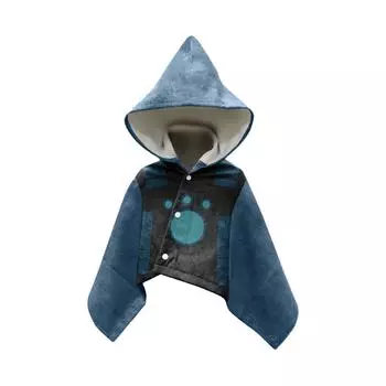 Детское банное полотенце с капюшоном, накидка, детский халат с капюшоном, мультфильм One Size темно-синий