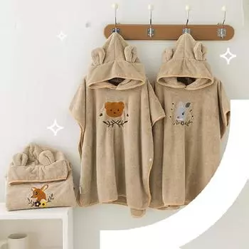 Детское банное полотенце, впитывающий детский банный халат с капюшоном, банные полотенца из кораллового флиса для новорожденных девочек и мальчиков, одеяло с вышивкой в виде мультфильма Deer