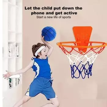 Детское бесшумное баскетбольное кольцо, регулируемое и безударное настенное баскетбольное кольцо для занятий в помещении, тихий баскетбольный дриблинг, тренировка ворот оранжевый