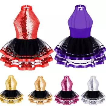 Детское блестящее балетное платье-пачка с блестками для девочек, современный костюм для джазовых танцев, сценический костюм, танцевальная одежда 3-4 Years серебряный