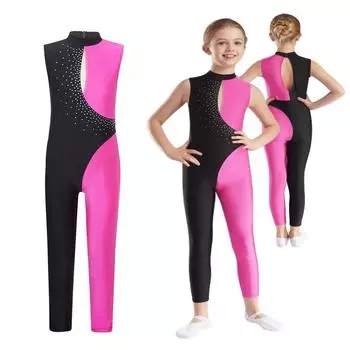 Детское боди без рукавов, костюм для гимнастики, фигурного катания, балета, танцевальной одежды, спортивная спортивная одежда, боди 5-6 Years горячий розовый