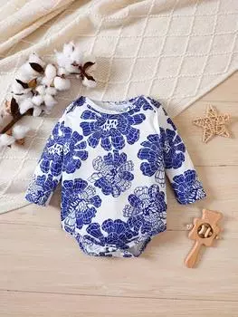 Детское боди с длинными рукавами, треугольное боди, одежда для малышей, боди для новорожденных мальчиков и девочек, детская одежда для сна с героями мультфильмов, боди 0-3m синий