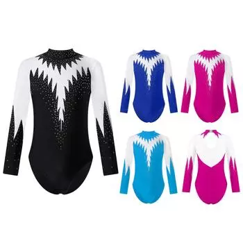 Детское боди с открытой спиной для девочек, спортивная гимнастика, балетный танец, купальник, комбинезон для катания на коньках 11-12 Years чёрный