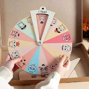 Детское деревянное колесо чувств, Спиннер для регулирования эмоций, социальная эмоциональная обучающая игрушка, украшение для малышей, подарок для мальчиков и девочек S