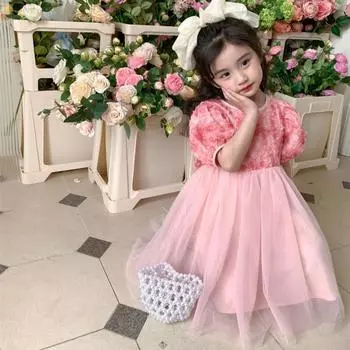 Детское длинное платье для девочек, милое летнее платье принцессы 120