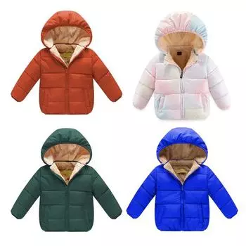 Детское флисовое пальто с капюшоном на молнии и ветрозащитная куртка 120