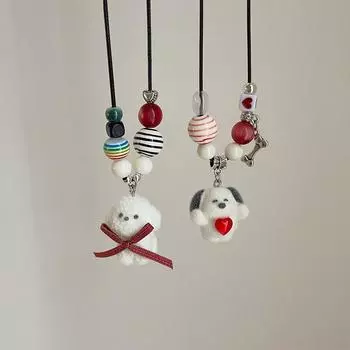 Детское флокированное белое щенячье ожерелье с подвеской в виде банта с любовью для женщин, универсальное ожерелье на шею, цепочка на свитер