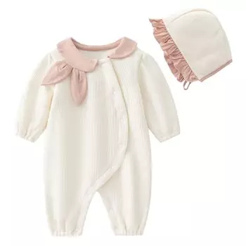 Детское гнездо Детский длинный рукав с открытым длинным рукавом Легко для новорожденных 80 месяцев Одежда, Девочки, Комбинезоны, Ползунки, Хлопок, Шапочка, Передняя часть, Боди,