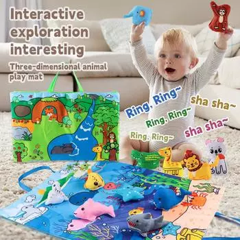 Детское игровое одеяло, коврик для хранения животных, трехмерная сумка для книг в виде животных из ткани, коврик для ползания, развивающие игрушки зелёный