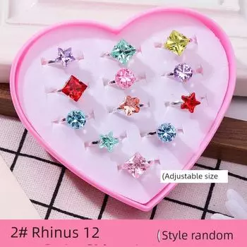 Детское кольцо Девочка Принцесса Драгоценный камень Бриллиантовое кольцо Мультяшное Пластиковое Маленькое кольцо Девочка Милые украшения Шкатулка для украшений 2# Rhinestone ring 12