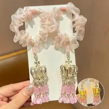 Детское кольцо для волос в древнекитайском стиле, корона, фонарь, светящаяся резинка для волос, элегантный подарок Pink Crown