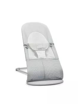 Детское кресло-шезлонг Baby Bjorn Balance Soft Air для детей от 1 месяца, складное, оригинальная гарантия ~ Серебристо-белый, легкое, бесшумное, [в комплекте японский вариант]