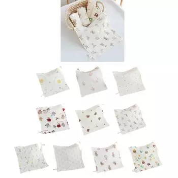 Детское квадратное полотенце, 4 слоя, полотенце для младенцев, нагрудник, мультяшный принт, полотенце для лица, дышащее полотенце для мытья рук, салфетка для отрыжки 5