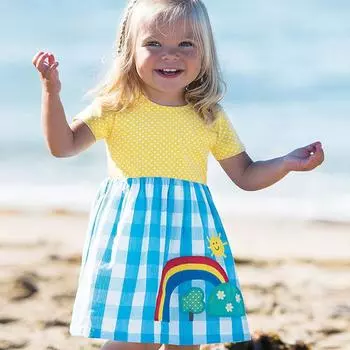 Детское летнее новое детское платье с принтом хлопковое платье для девочек детская юбка 80-90cm