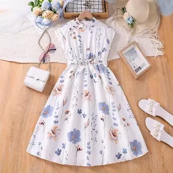 Детское милое платье, летнее элегантное платье принцессы для девочек 130cm=8Y