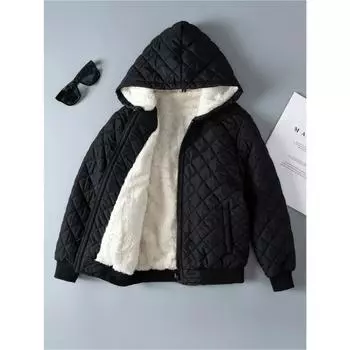 Детское модное повседневное флисовое пальто в клетку в клетку на осень и зиму для девочек 100 чёрный