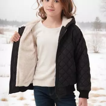 Детское модное повседневное флисовое пальто в клетку в клетку на осень и зиму для девочек 100 чёрный