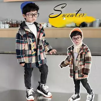Детское модное твидовое пальто 2023, зимнее повседневное твидовое пальто для мальчиков 110cm