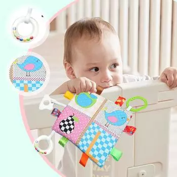 Детское мультяшное одеяло-комфортер, мягкое кольцо для подвешивания с погремушкой-прорезывателем One Size