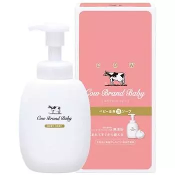 Детское мыло-пена для всего тела Cow Brand с дозатором, 400 мл, 90% пищевых ингредиентов, не оставляет пятен в глазах, гипоаллергенное
